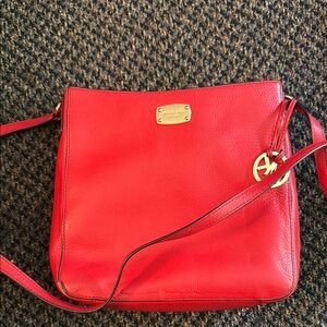 Michael Kors Red Crossbody Bag with Gold Accents